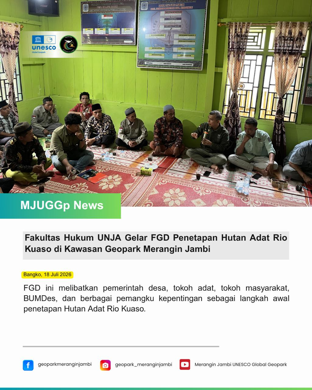 Strengthening Disaster Preparedness in the Geopark Area, FH UNJA Community Service Team Holds Disaster Mitigation Outreach in Merangin